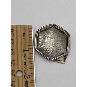 Emmons Silver Tone Textured Hexagon Dress Scarf Clip Vintage Estate